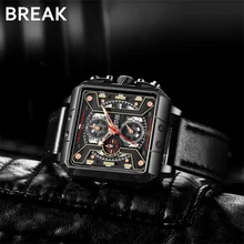 Роскошные брендовые Кварцевые спортивные часы с кожаным ремешком и хронографом, светящиеся наручные часы для мужчин, мужские часы