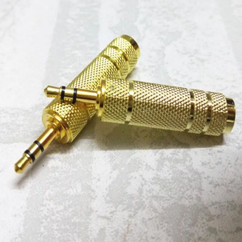 3,5 мм штекер 6,5 мм Женский адаптер 3,5 штекер в 6,35 стерео с разъемом адаптер для микрофона дополнительный разъем для наушников кабель конвертер золото