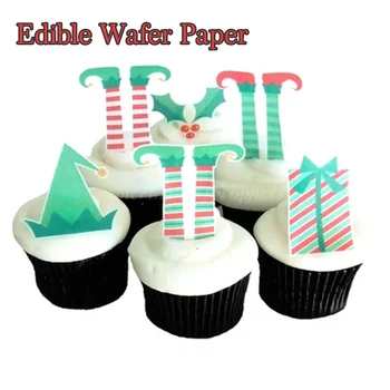 

Sock Shape Edible Wafer Cupcake Toppers, Pre-Cut,Christmas Party Cake/Cupcake Creative Decoration Tools