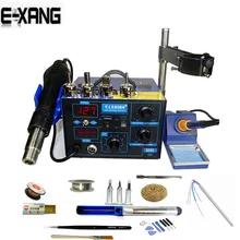 Saike 952D пистолет горячего воздуха+ паяльник 2в1 мощность 760 Вт BGA паяльная наладочная станция стол, много подарков