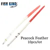 Pez rey 10 unids/lote 18 cm pluma de pavo real flotador de pesca bobber con anillos para pesca flotantes flotadores de pesca ► Foto 2/6