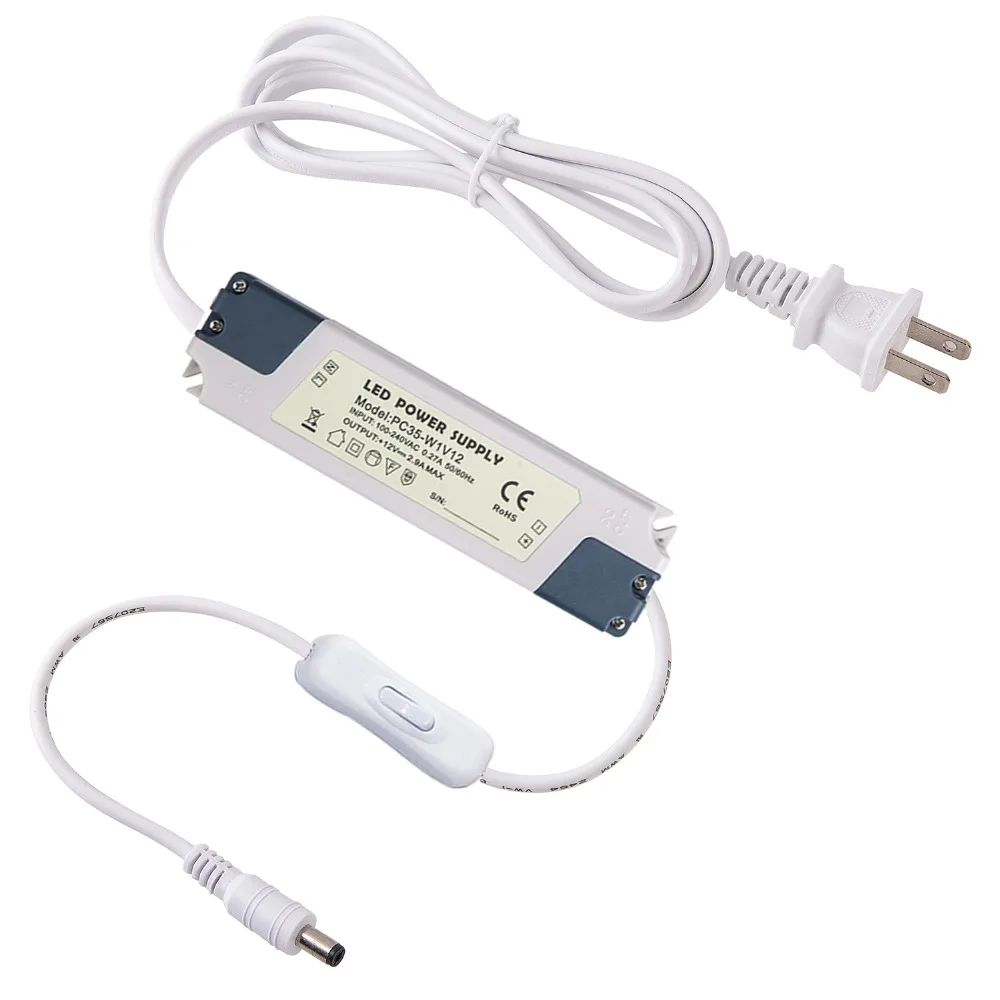 

LED Power supply, US/UK/EU/AU Plug, 12Vdc Constant Voltage Adapter for LED Strip,Cabinet Lights,etc. 10-240V Input. 12VDC Output