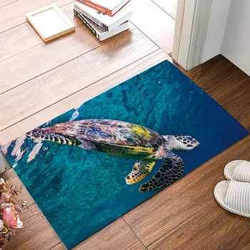 

Blue Sea Turtle Door Mats Kitchen Floor Bath Entrance Rug Mat Absorbent Indoor Bathroom Rubber Non Slip
