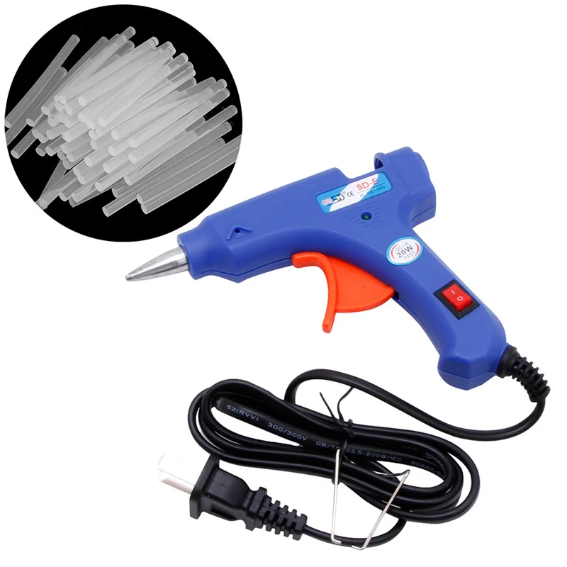 Professional Electric Heating Hot Melt Glue Gun 20W 50Pcs Glue Sticks