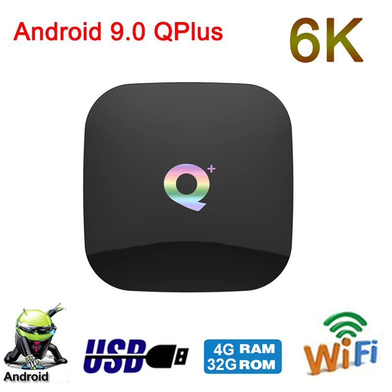 

IPTV 2019 QPlus Android 9.0 Smart TV Box H6 Quad Core HD 4GB RAM 32GB ROM 1080p 6K USB3.0 Netflix Smart Media Player Set Top Box