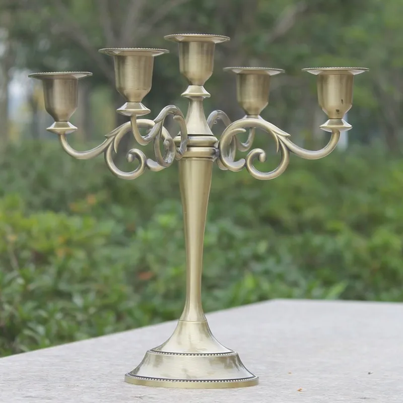 4 Colors Metal Candle Holders 5-Arms Candlestick Tabletop Candle Stand Wedding Decoration Candelabra Home Decor Candelabrum 14