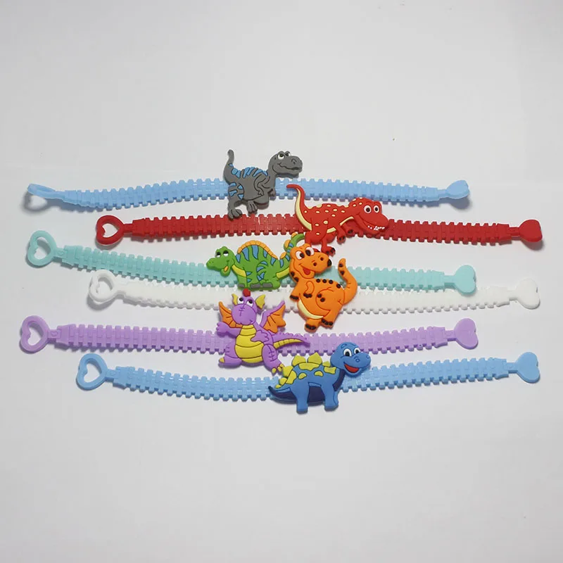 BXW 10pcs Dinosaur Rubber Bangle Cute Animal Bracelet Birthday Easter Holiday Party Kids Children Girl Boys Wristband Gift Favor | Украшения
