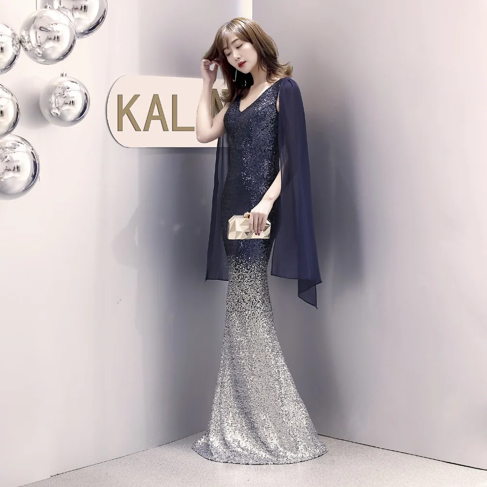 wei yin Navy Blue Evening Dress Long Sparkle 2019 New V-Neck Women Elegant Sequin Mermaid Maxi Evening Party Gown Dress WY1627 wei yin Navy Blue Evening Dress Long Sparkle 2019 New V-Neck Women Elegant Sequin Mermaid Maxi Evening Party Gown Dress WY1627
