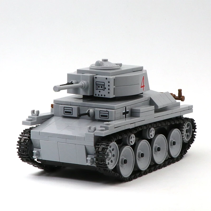  WW2 Military German LT-38 Light Tank Soldier Weapon Building Blocks WW2 Military Tank weapon access