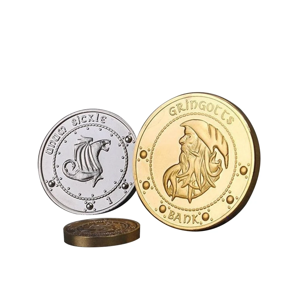 3 шт. памятные монеты, набор значков для монет Unum Kout Unum Galleons Unum Stckle Gringotts Hogwarts Bank Wizarding Coin Set