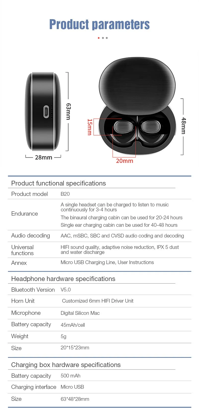 Мини TWS Bluetooth наушники спортивные беспроводные наушники гарнитура 3D Стерео активный шумоподавление наушники для samsung iphone телефон