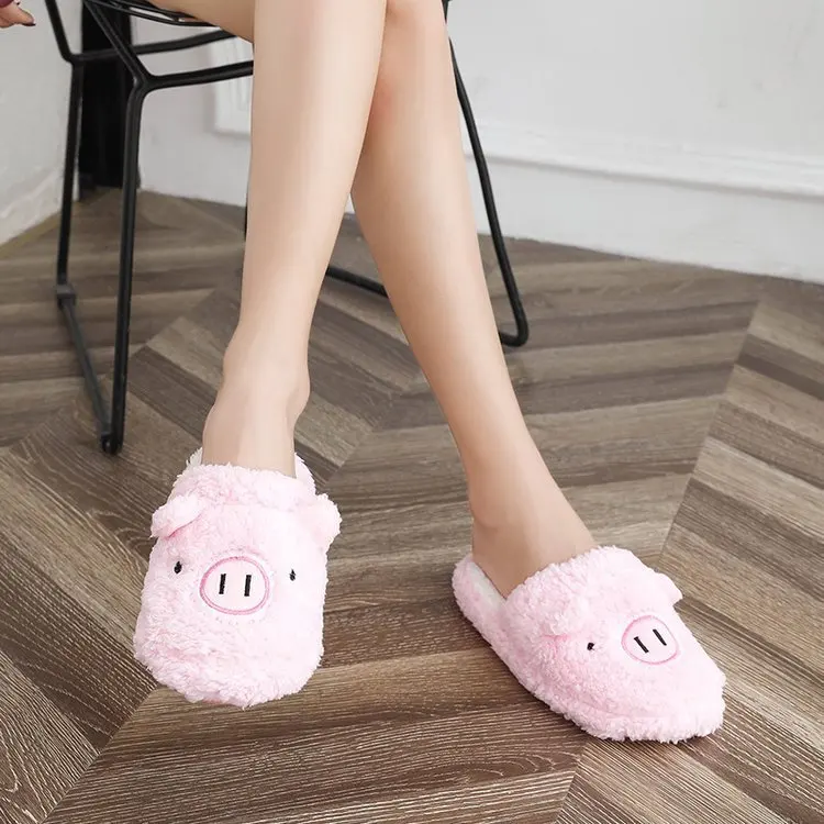 

Couple Cotton Slippers Female 2019 Autumn and Winter New Korean Version of The Home Warm Cute Plush Cartoon Toe Cotton Drag