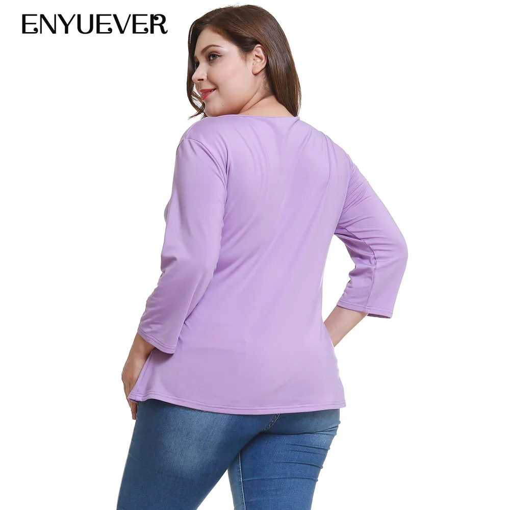 Manga Larga Cuello Encaje Chemisier Womens Casual Mujeres Plus Mujer Femme V Tops De Las Fajas Camisa 2019 Camisas Enyuever Tamaño Blusa Clothes woman Top wR0Ovnn8q