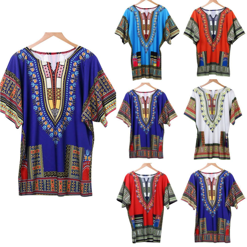 

Hirigin 2019 New African Women Kaftan Dashiki Boho Hippie Short Dress Maxi Gown Caftan Plus Size
