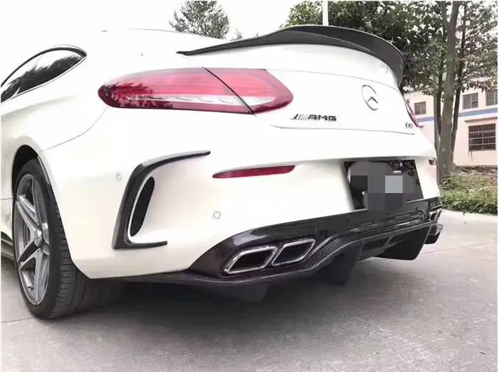 

Carbon fiber Rear Bumper Lip Spoiler Diffuser Cover For Benz C Class W205 C63 AMG Coupe 2/4DOOR C200 C300 2015 2016 2017