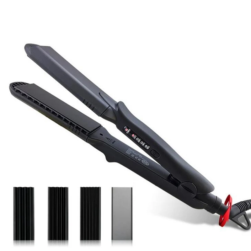 

Professional Interchangeable 4 in 1 Ceramic Hair Crimper Straightener Corn Waver Corrugated Iron Plate Styling Tools