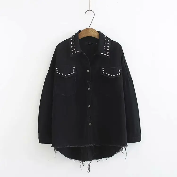 

New arrival TB80-19114 European and American Fashion Pin Beaded jeans jacket