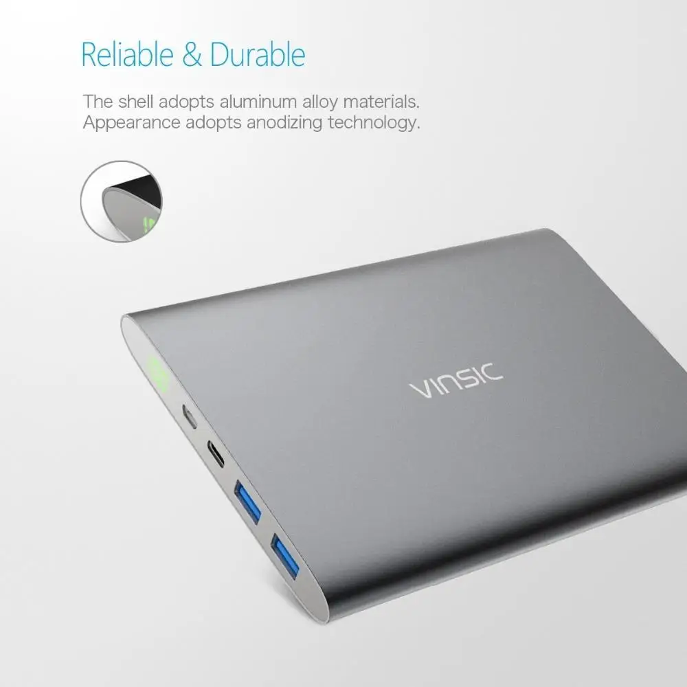 Vinsic 20000mAh power Bank Dual usb type-C 5V 3A светодиодный дисплей Внешняя батарея зарядное устройство для iPhone X 8/8 Plus samsung Xiaomi htc