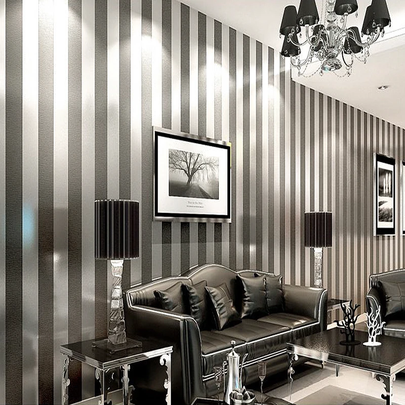 YOUMAN European Modern 3D Embossed Cozy Bedroom Non-woven Wallpaper Roll Golden Silver Black Striped Wallpaper Wall Paper Decor YOUMAN European Modern 3D Embossed Cozy Bedroom Non-woven Wallpaper Roll Golden Silver Black Striped Wallpaper Wall Paper Decor