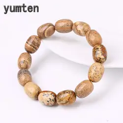 YUMTEN унисекс естественная картина эластичный браслет с камнями для мужчин Агат подарок браслеты Мода Coupel вечерние Винтаж Jewelry гранат Thaya
