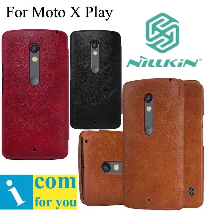  Nillkin Qin genuine real Flip Leather case cover for Motorola Moto X Play X3 