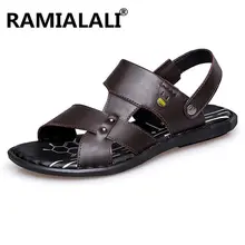 Мужские сандалии; Летняя мужская обувь из натуральной кожи; мужские кожаные пляжные сандалии; мужская повседневная обувь; большие размеры 45, 46, 47