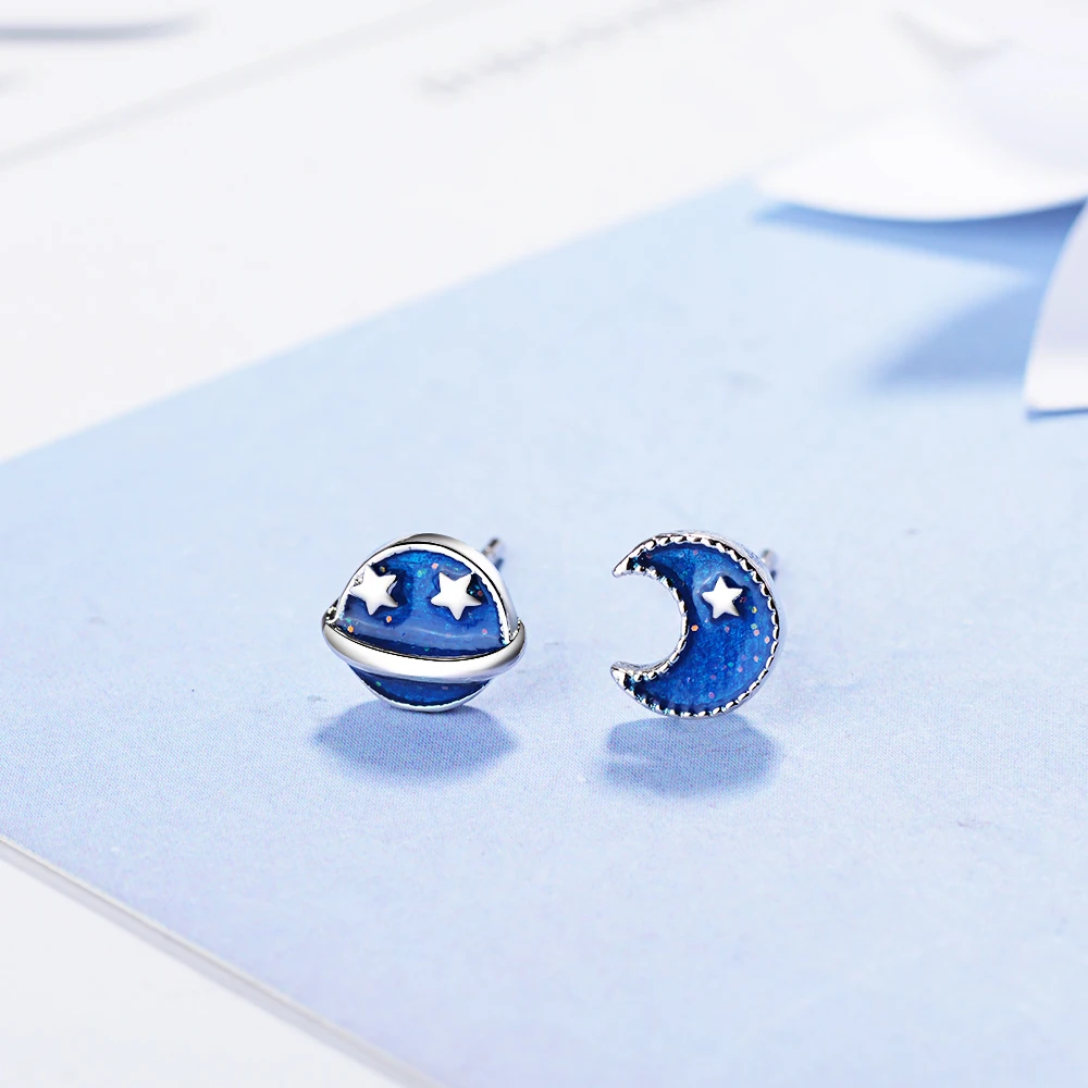 

XIYANIKE Personality Simple Blue Planet Stud Earrings Fashion Earrings Cute Girls AccessoriesFor Women Birthday Gift New VES7136