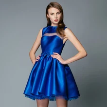Sexy Königsblau Cocktailkleider vestido de festa curto Über Knie Cocktailkleider vestidos de coctel Geraffte A-linie Kleider
