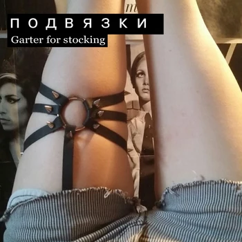 

O-rings Harajuku Women Heart Garter Belt 2015 Rivets Punk Sexy Leg Garter 3 LINES Adjustable Size for Girl Gifts leg Harness