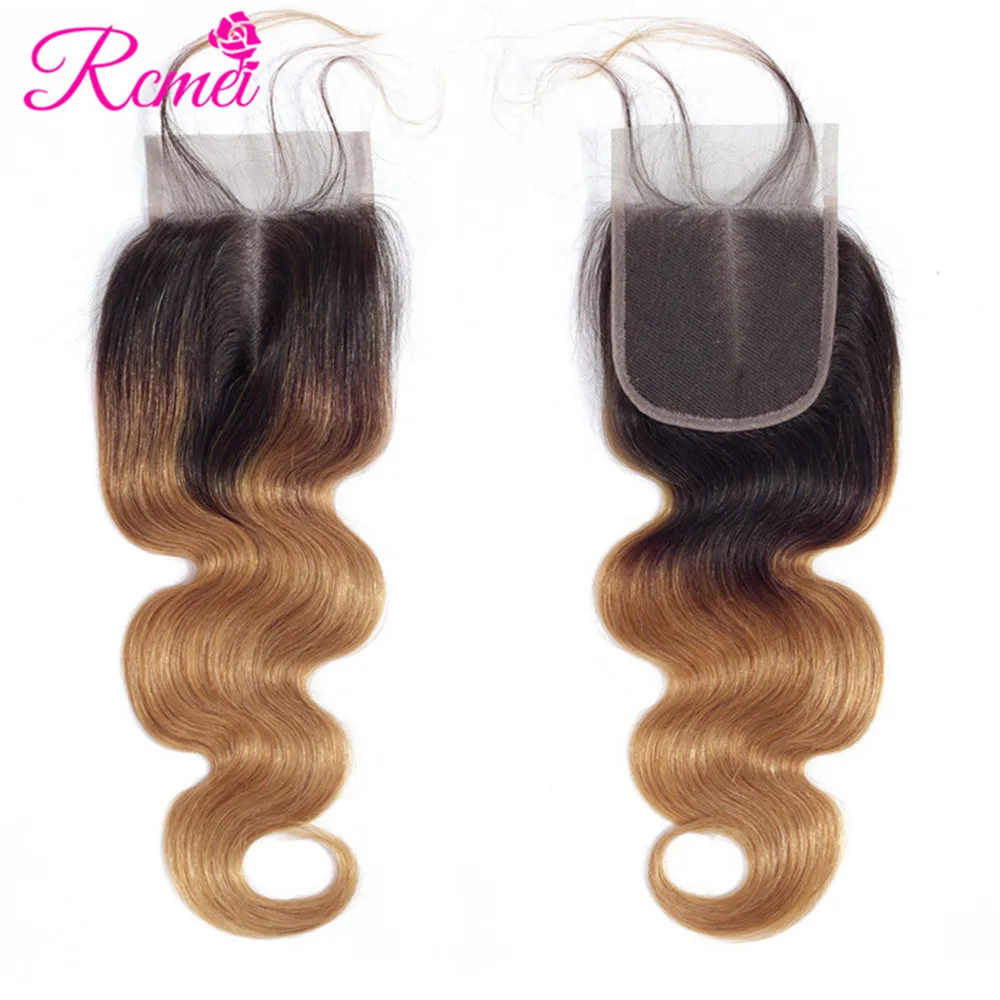 Rcmei Ombre Honey Blonde Bundles With Closure Brazilian Body Wave Pre-Colored T1B/27 Hair Weave 4 Bundles With Clousre Non Remy Rcmei Ombre Honey Blonde Bundles With Closure Brazilian Body Wave Pre-Colored T1B/27 Hair Weave 4 Bundles With Clousre Non Remy