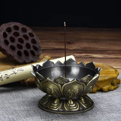 Китайский Будда сплав благовония горелка цветок лотоса ладан держатель ручной работы курильница для буддийского украшения дома и офиса