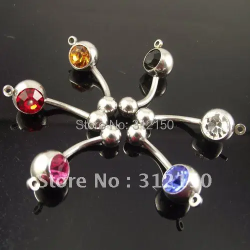 

100pcs/lot vertical Hoop Add Your Own Charm Belly Ring mixed color body jewelry.Navel ring.Belly Button Rings