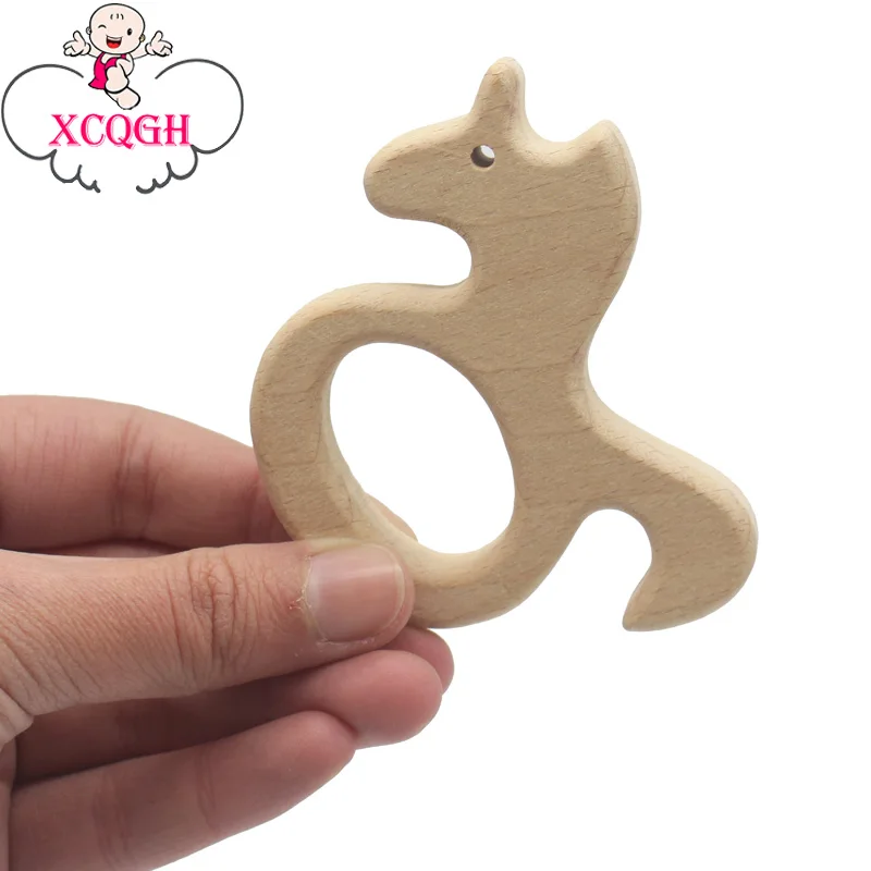 

XCQGH Animal Beech Wood Baby Teether Teething Pendant Bite Wooden Teethers Cute Toy for Newborn Toddler Baby 5/10pcs