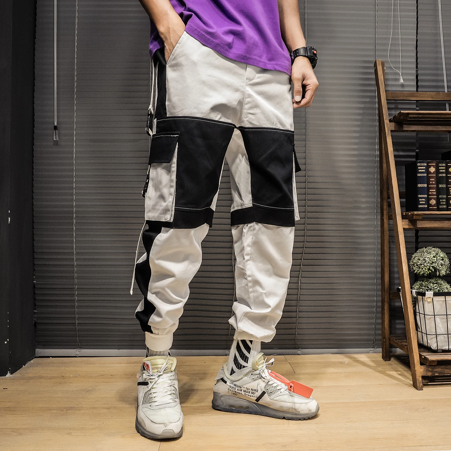 Мужские брюки-карго в стиле хип-хоп с поясом, Лоскутные Комбинезоны с несколькими карманами, Японская уличная одежда, штаны для бега, качественные Хлопковые Штаны-шаровары