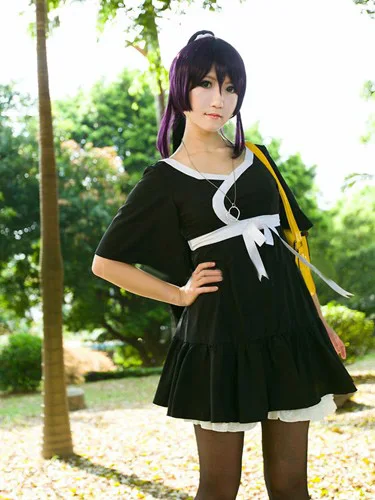 

Senjougahara Hitagi Cosplay Costumes Anime Bakemonogatari Monstory (Black Top + White Shorts) 11