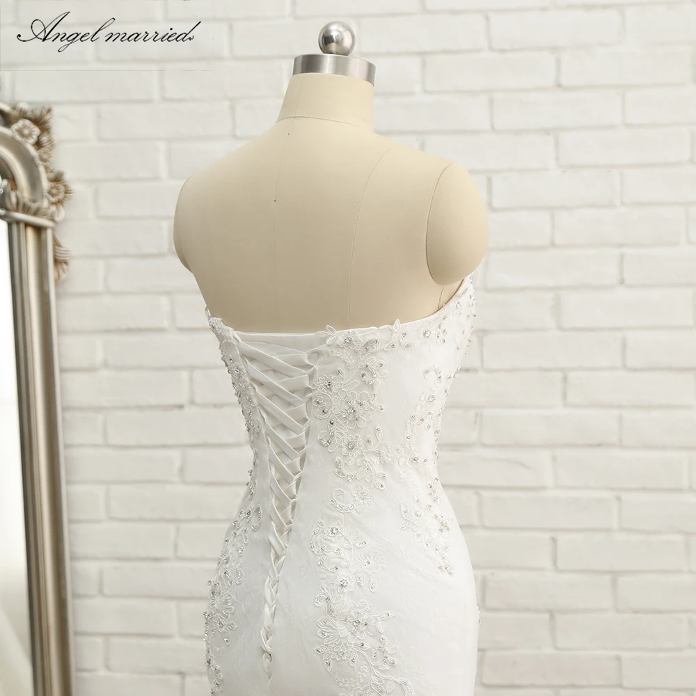 Ангел Женат Vestido De Noiva белое кружевное фатиновое свадебное платье винтажная