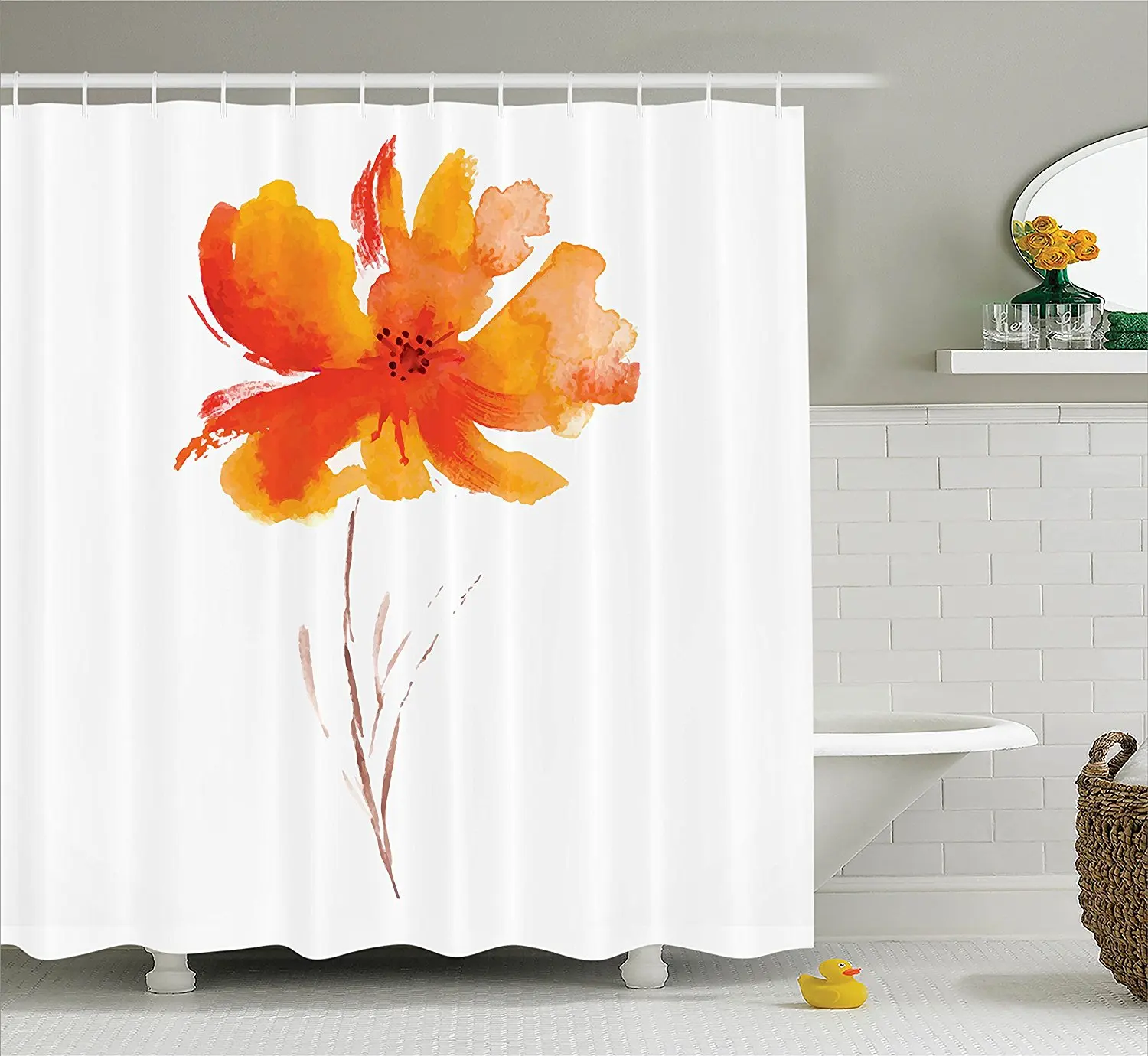 Cortina De Ducha De Poliéster Con Flores – Multicolor, Lavable A Máquina, 72x72 Pulgadas (Spring Home)
