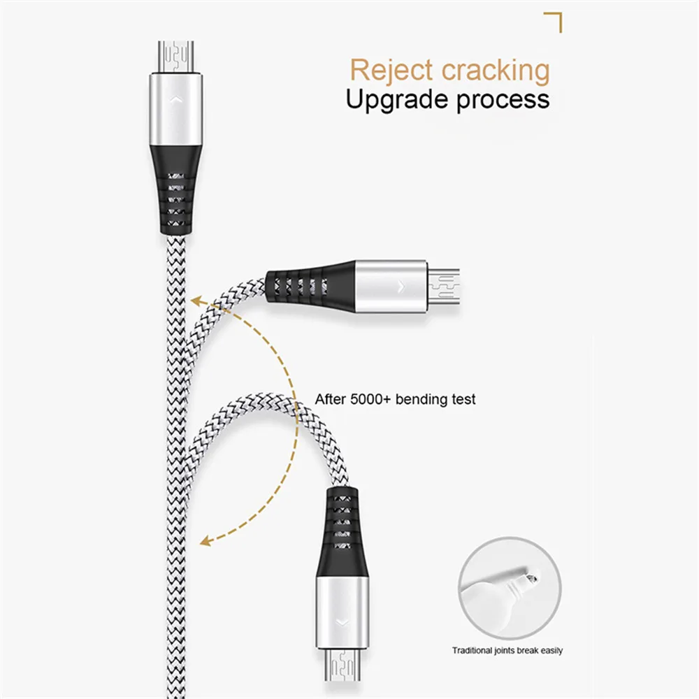 Кабель для передачи данных NOHON со светодиодной подсветкой и Micro USB 1 2 м|Кабели