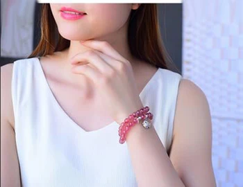 

Wholesale Genuine Natural Red Strawberry Quartz Crystal Round Bead Stretch Charm Bracelet Women Femme