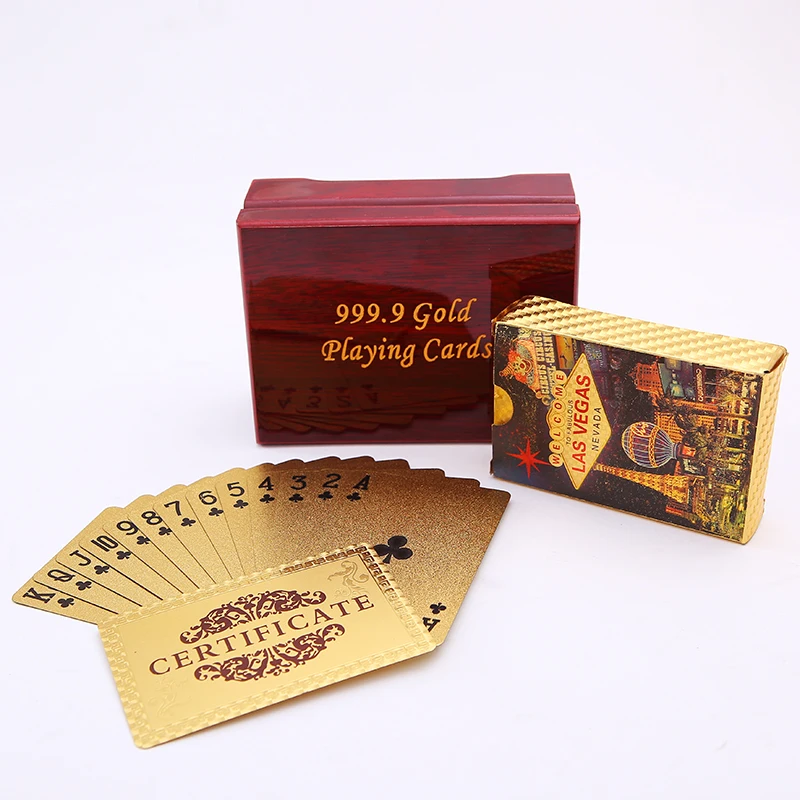 

LAS VEGAS Playing Cards packing with wooden box in Waterproof collection Durable creative custom full color PETpoker for gift