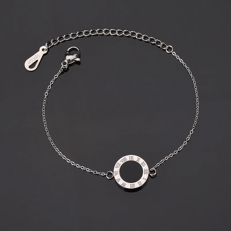 Silver Bracelet ELSEMODE, титановая сталь, черный и белый корпус, римские браслеты и браслеты для женщин, ювелирные изделия, серебро, розовое золото, очаровательный браслет для женщин - Окраска металла: Silver Bracelet