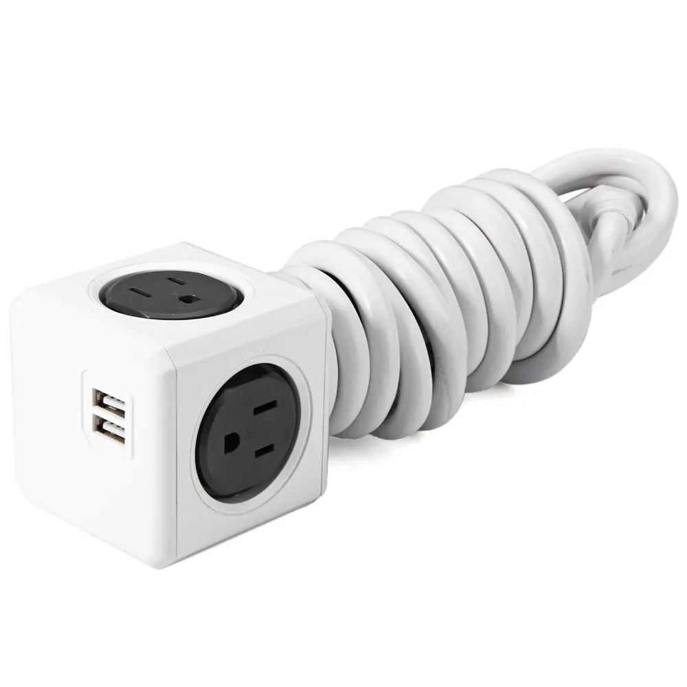

New Arrival 1 Piece Allocacoc PowerCube Extended Power Socket US Plug 4 Outlets 2 USB Ports Adapter Office Scokets with 3m Cable