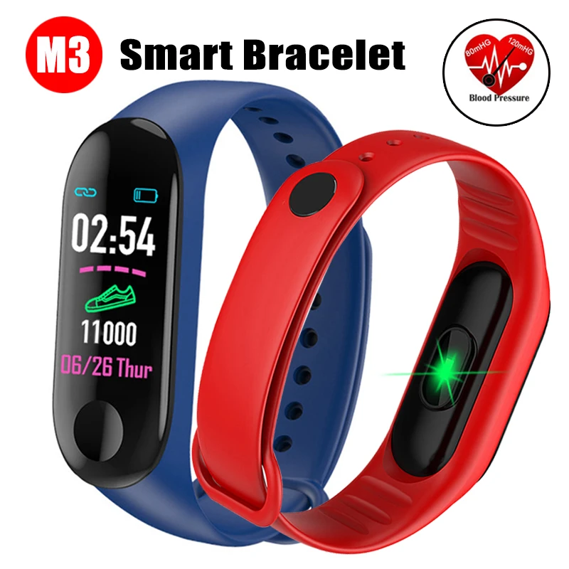 

Blood Pressure Heart Rate Monitor Colorful Touch Screen Smart Band Wristband Step Counter M3 Fitness Smart Bracelet