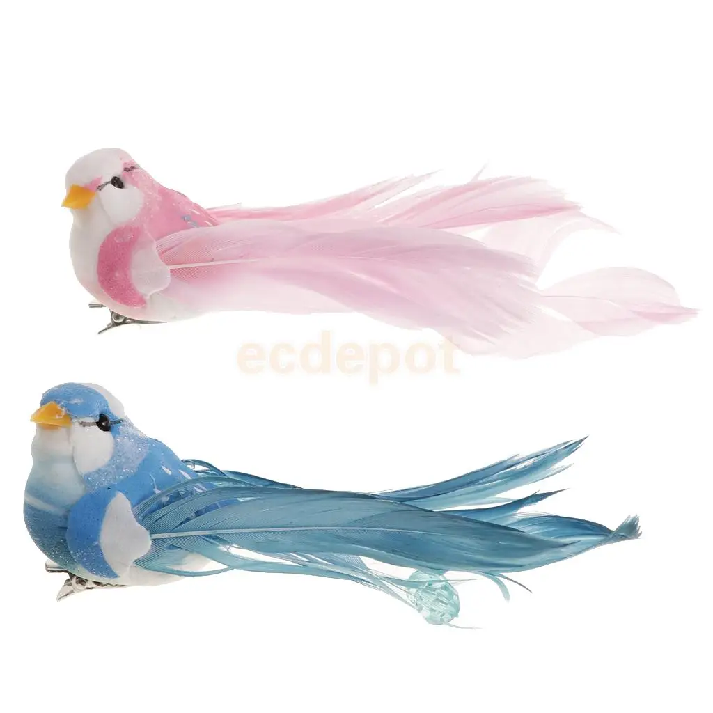2pcs Artificial Birds Feather Foam Simulation Birds Home Decor