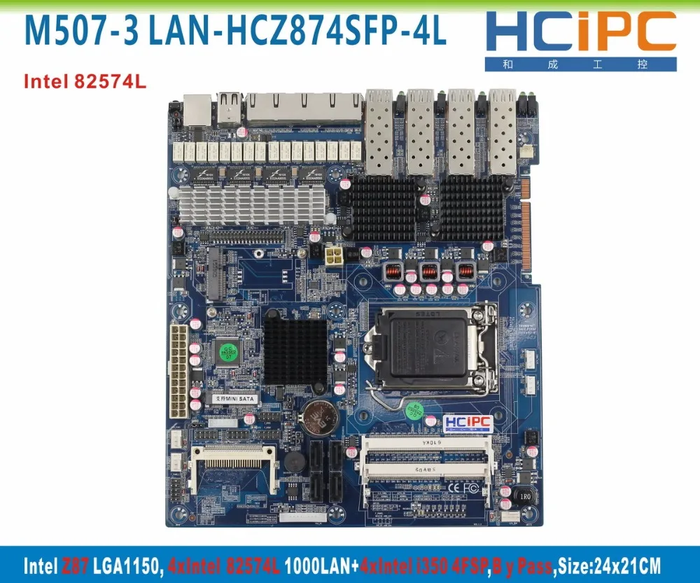 HCiPC M507 3 LAN HCZ874SFP 4L Z87 + 82574L 4LAN через Pass 4 волокна брандмауэр Материнская плата 2FSP ITX
