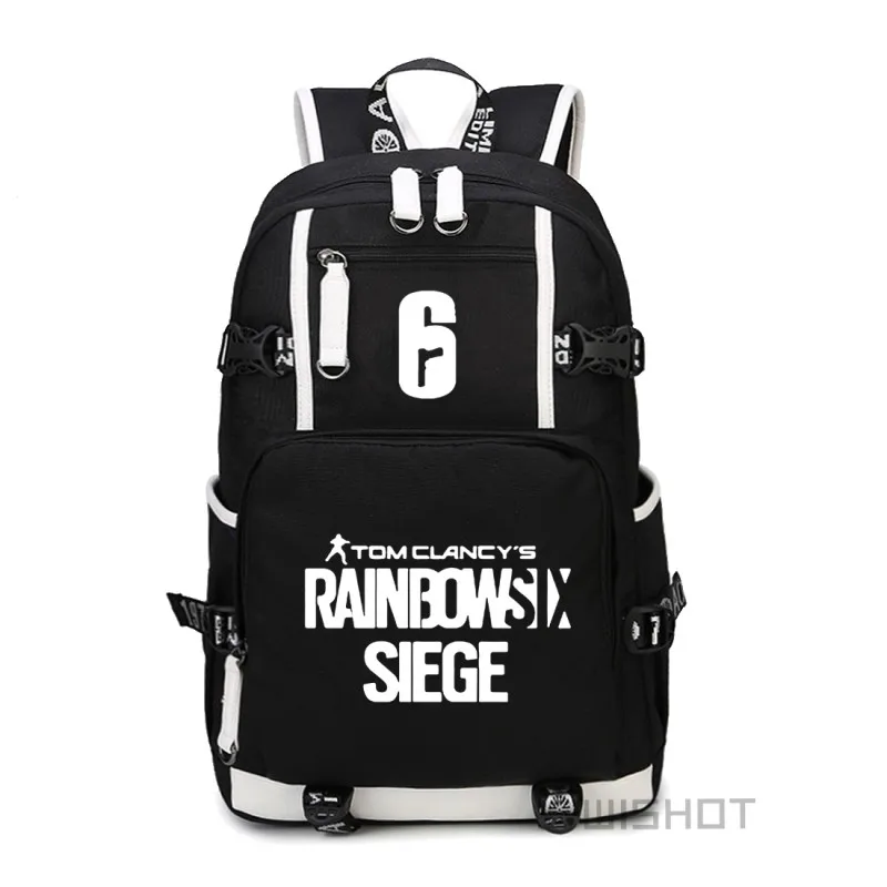 Black1 WISHOT GAME Tom Clancy's Rainbow Six Siege рюкзак для подростков, мужчин wo, для студентов, многофункциональный, зарядка через USB, светящийся - Цвет: Black1