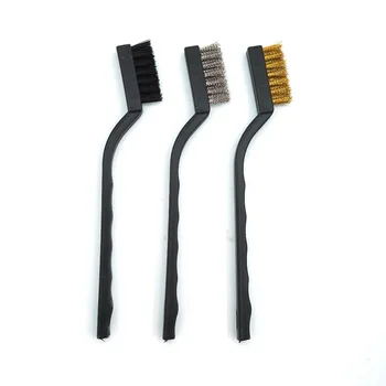 

3Pcs Mini Wire Brush Set Steel Brass Nylon Brush Cleaning Polishing Detail Metal Rust Clean Tools Home Kitchen Kit