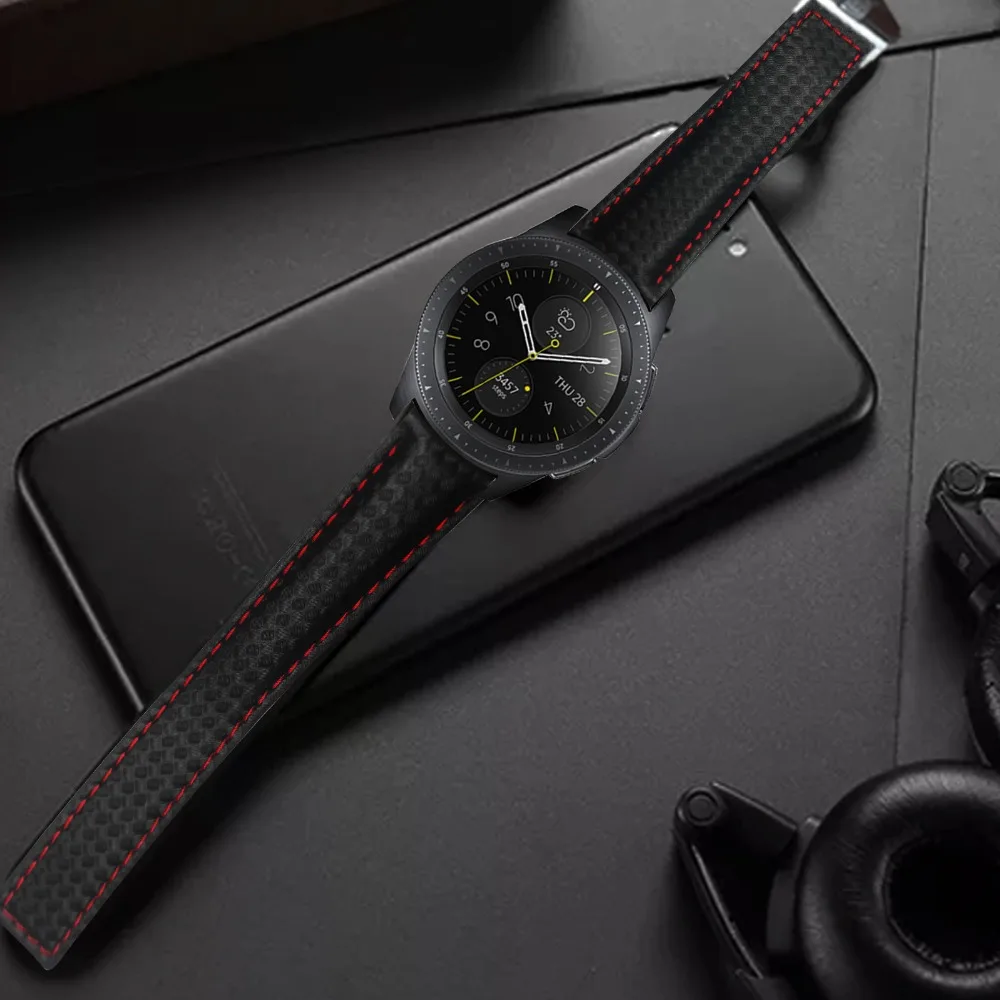 Ремешок AKGLEADER из натуральной углеродной кожи для Samsung Galaxy Watch S4 42 мм 44 новейший