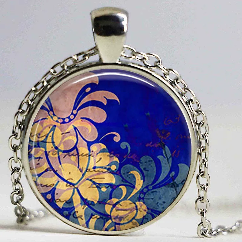Round Glass Cabochon Mood Indigo Abstract Art Resin Pendant Making Jewelry Accessories Beautiful Cameo | Украшения и аксессуары