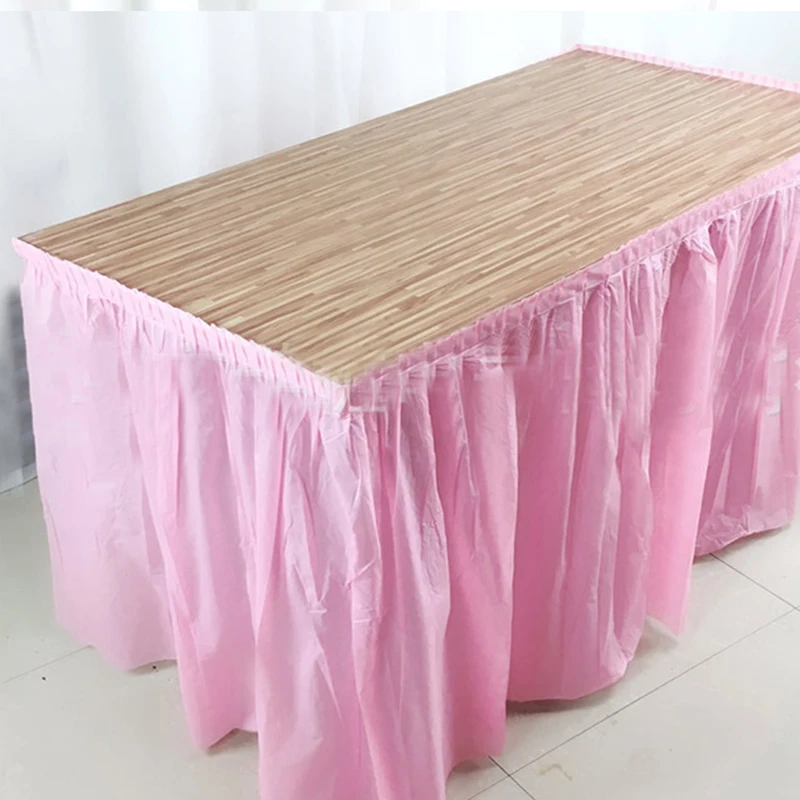 

Disposable Table Skirt Tutu Tableware Skirt Party Table Cloth PlasticTable Decoration Colorful Wedding Table Skirt Accessory